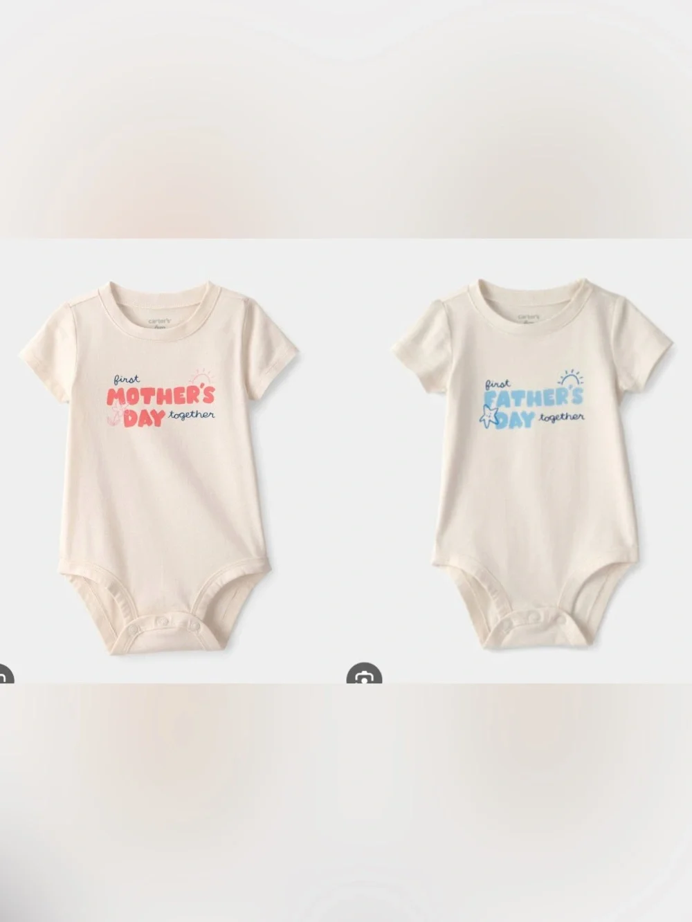 Carter's Cream Short-Sleeve Bodysuit Duo with Pink & Blue Prints